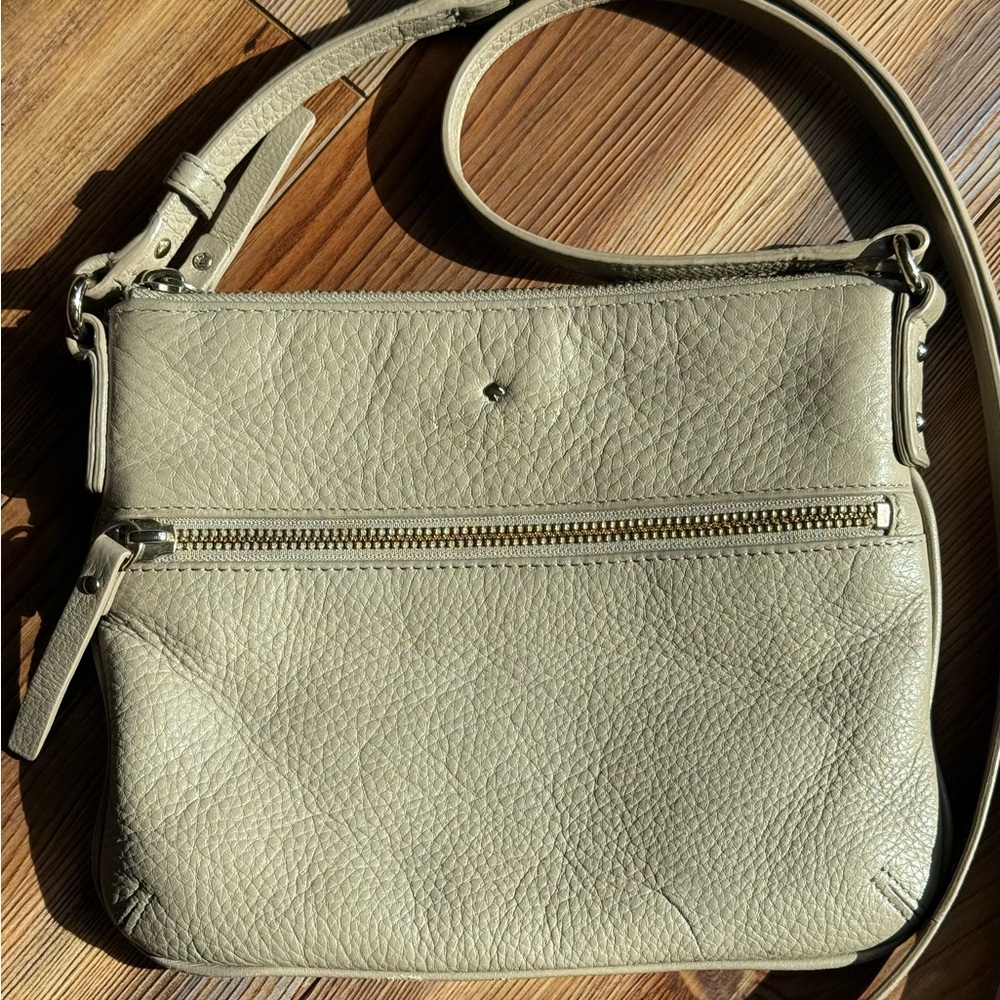Kate Spade Textured Leather Crossbody Bag in Tan